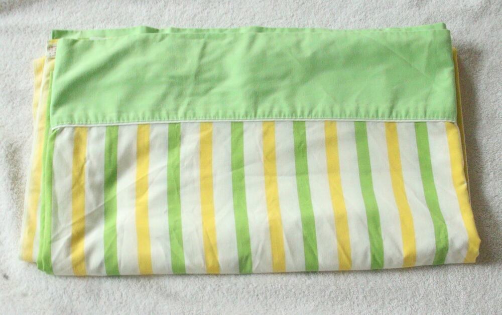 Cannon Monticello Full Flat Sheet Green Yellow Stripe Vintage Retro